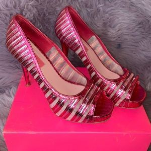 Pink/Fuchsia Metallic Betsey Johnson open toe pump